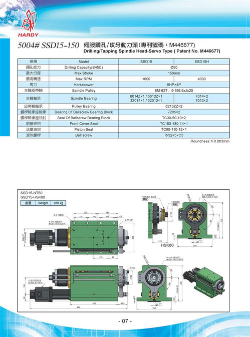 ssd15 150 nt50 臺(tái)灣翰坤hardy大孔徑伺服鉆孔動(dòng)力頭ssd15